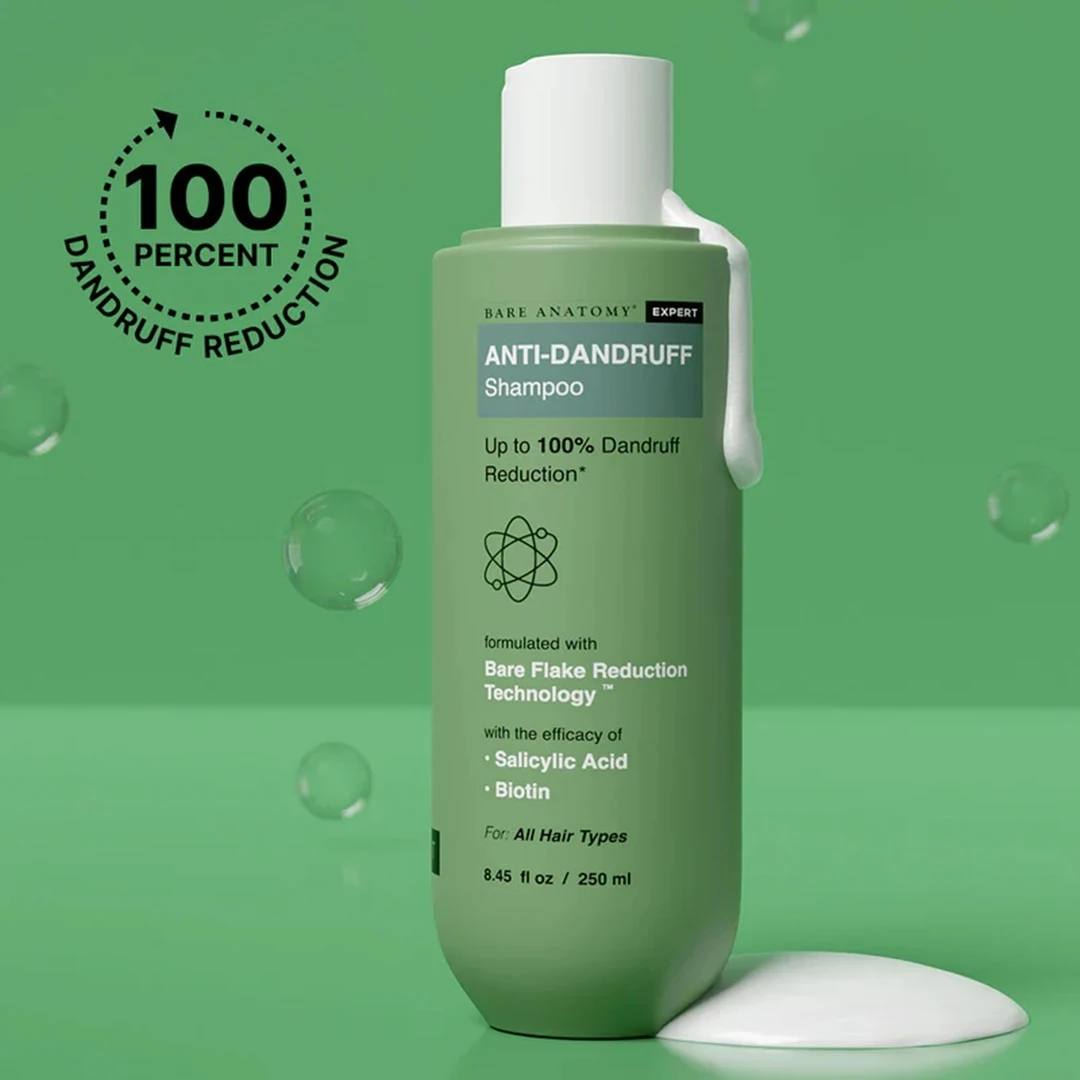 Anti-Dandruff Shampoo Bare Anatomy  250ml with Salicylic Acid & Biotin – Reduces Flakes, Itching & Strengthens Hair